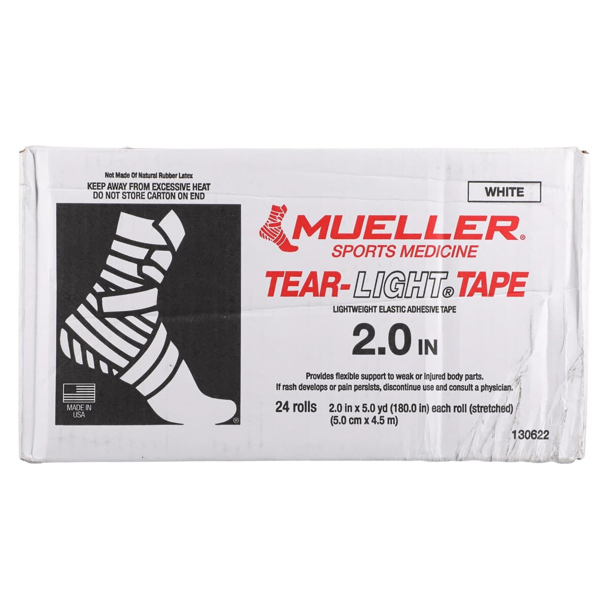Mueller Tear-Light Elastic Athletic Tape, 2" x 5 yd, White, Non-Sterile, Latex-Free, 24/Case thumbnail 3