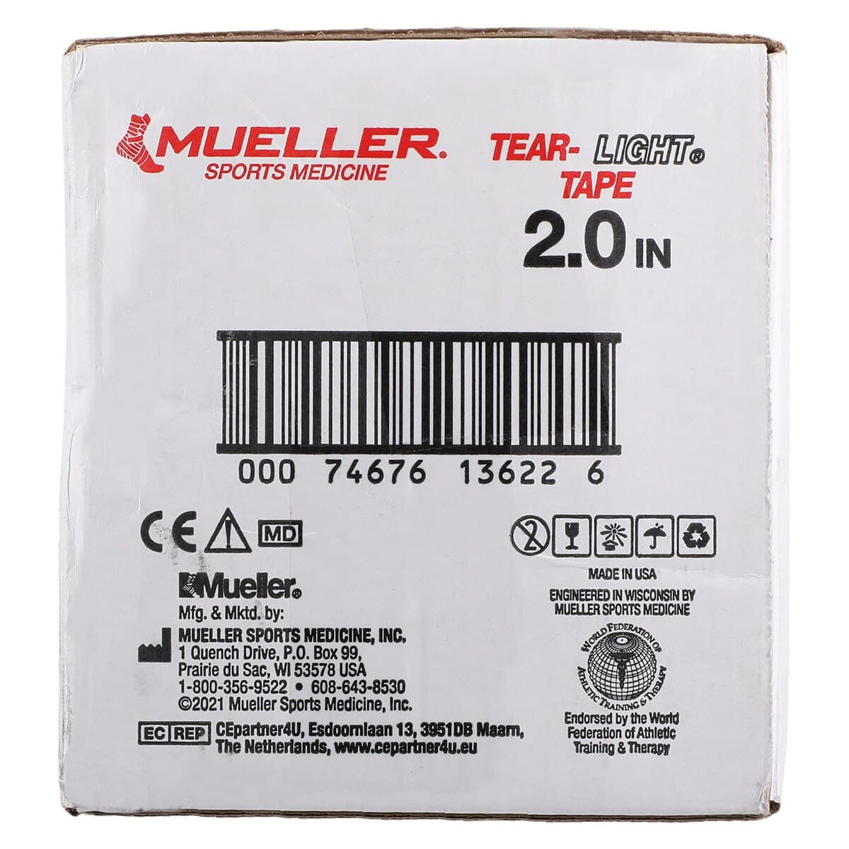 Mueller Tear-Light Elastic Athletic Tape, 2" x 5 yd, White, Non-Sterile, Latex-Free, 24/Case thumbnail 5