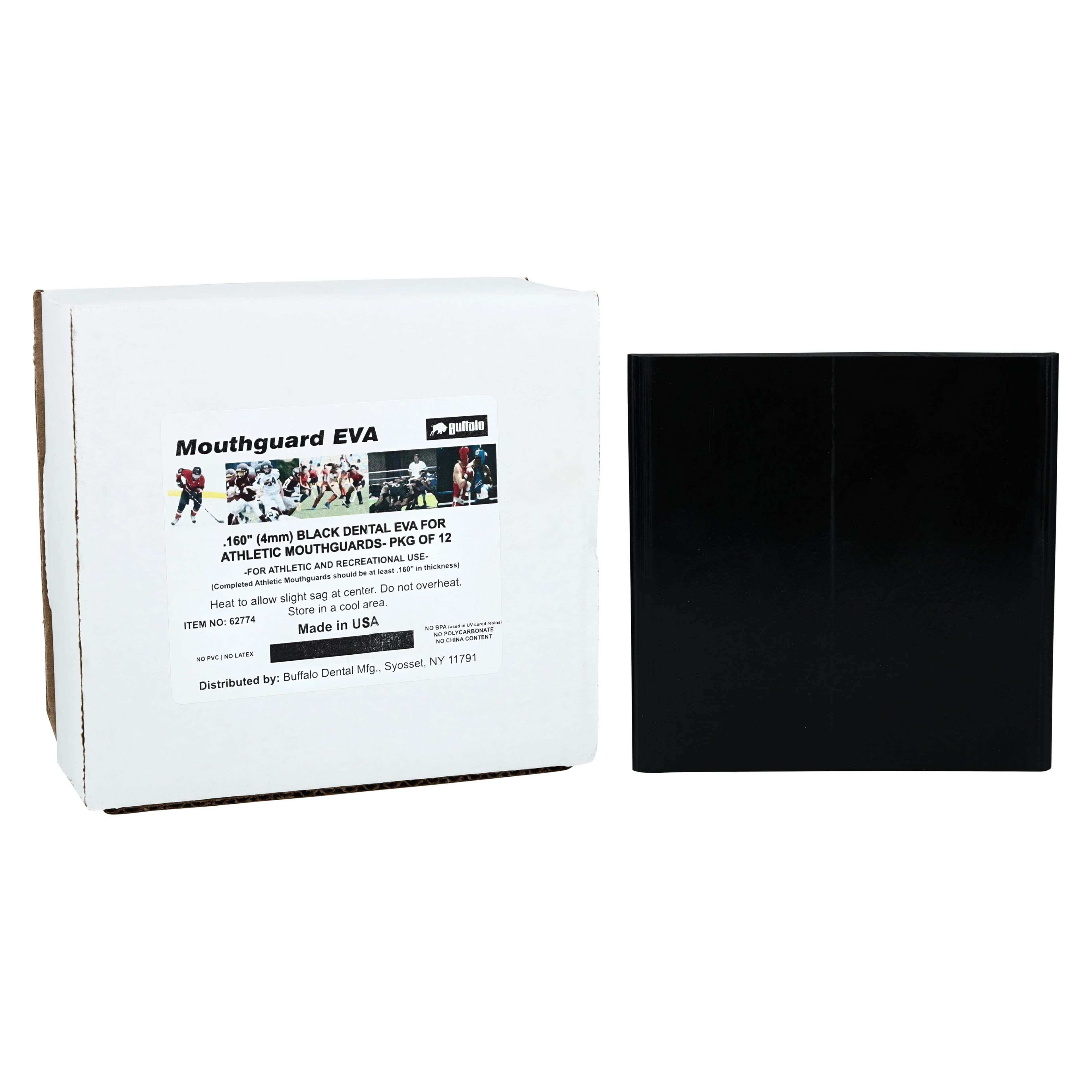 Buffalo Dental .160" EVA Mouthguard & Tray Material, Black, 5" x 5" Sheets, Pack of 12 thumbnail 2