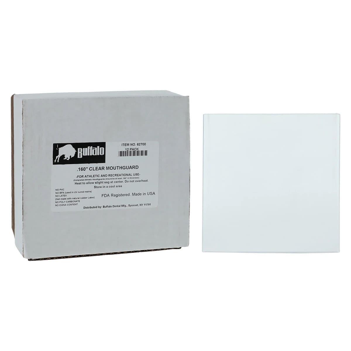 Buffalo Dental Mouthguard Material, Clear EVA Sheets, 0.160" x 5" x 5", 12/Pkg, 62700 thumbnail 2