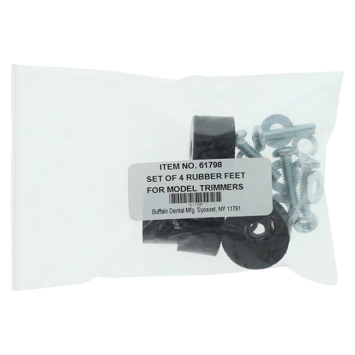 Buffalo Dental Model Trimmer Rubber Feet, Noise-Dampening, 1/4" Diameter, Mounting Bolts 3/4" Long, 4 per Package, 61798 - Buffalo Dental Rubber Feet - Noise-Dampening 1/4"D, Mounting Bolts 3/4"L - Image 1
