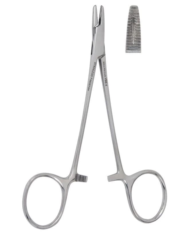 Vantage Derf Needle Holder, Serrated Jaw, 4-3/4" (125mm), Stainless Steel - Needle Holder Derf 4 3/4 - Image 1