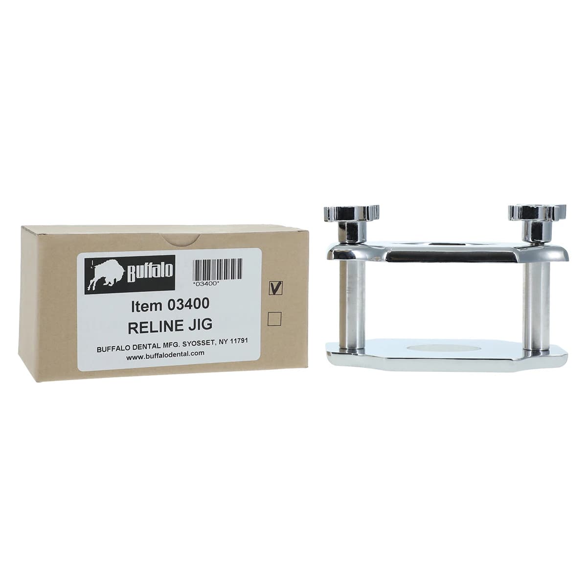 Buffalo Dental Chrome 2-Post Reline Jig, 03400 - Chrome 2-Post Reline Jig - Image 1