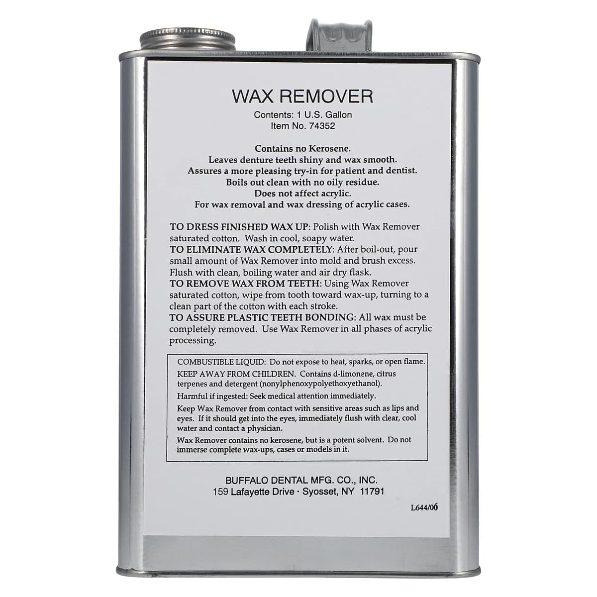Buffalo Dental Safe-T-Solve Wax Remover, 1 Gallon Bottle - Safe-T Wax Remove Solve 1 Gallon - Image 1