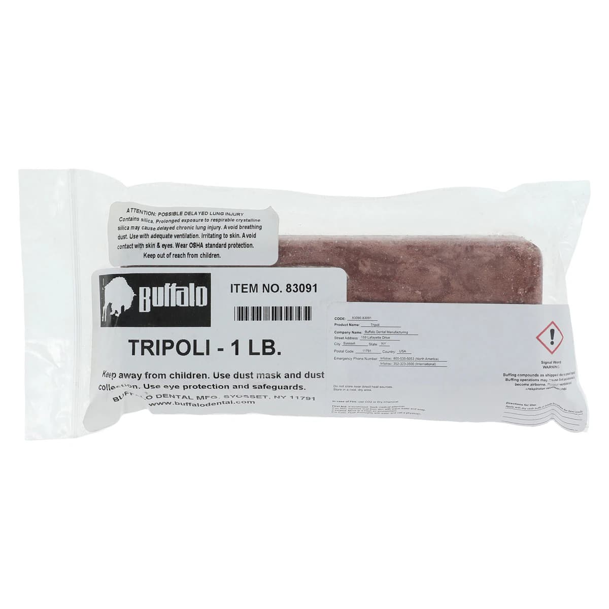 Buffalo Dental Tripoli Polishing Compound, 1 lb Bar/Cake, 83091 - Tripoli Polishing Compound, 1 lb, 83091 - Image 1