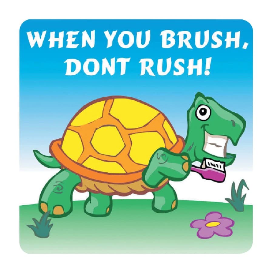 Sherman Specialty Don't Rush Turtle Stickers, 2" x 2.5", 100/Roll - -Don't Rush Stickers (100) - Image 1