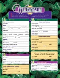Adult Welcome Form 2-Sided, Green Leaves Design, English, 8.5 x 11 in, 100/Pk - Adult Welcome Form 2-Sided - Image 1