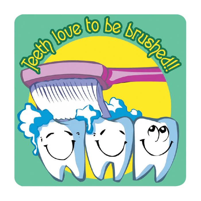 Sherman Specialty Teeth Love to Be Brushed Stickers, 2" Round, 100 per Roll, PS228 - Love 2B Brushed Stickers - (100) - Image 1