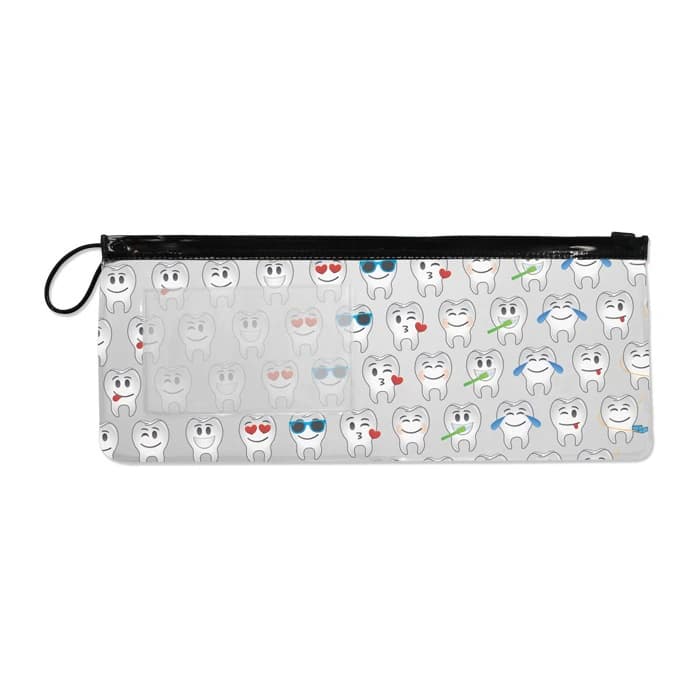 Emolarcon Scatter Pouch, 10" x 4", Tooth Emoji Design, Clear Vinyl, 144/Pack, S11138 - 10" Emolarcon Scatter Pouch (144) - Image 1