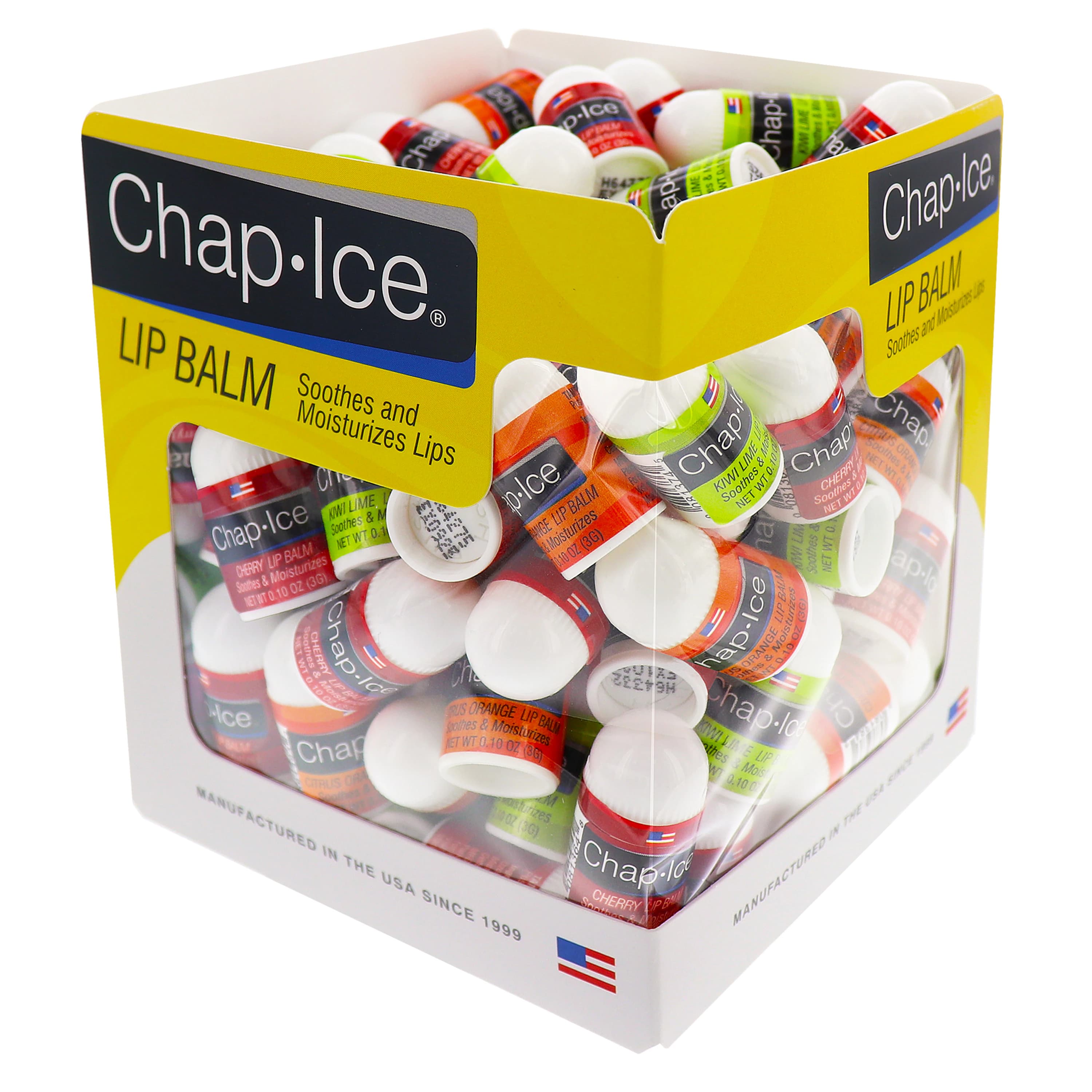 Chap-Ice Mini Lip Balms, Assorted Flavors (Cherry, Citrus Orange, Kiwi Lime), 3g Tubes, 100/Box - Chap-Ice Mini Lip Balms 100/Box - Image 1