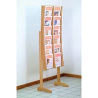 Stance Floor Magazine Display, 12 Pockets, Light Oak Wood/Acrylic, 21.25 in x 64 in x 14 in - Mag Floor Disp 12-Pocket LtOak - Image 1