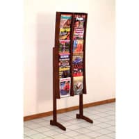 Stance Floor Magazine Display, 12 Pockets, Mahogany Wood/Acrylic, 21.25 in x 64 in x 14 in, Each - Mag Floor Disp 12-Pocket Mhgny - Image 1