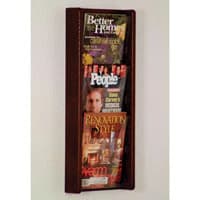 Stance Wall Magazine Display, 3 Pockets, Mahogany Wood/Acrylic, 26.25 in x 11 in x 3 in - Mag Rack 3-Pckt Mahgny Acrylic - Image 1