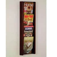 Stance Wall Magazine Display, 4 Pockets, Mahogany Wood/Acrylic, 33.5 in x 11 in x 3 in - Mag Rack 4-Pckt Mahgny Acrylic - Image 1