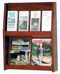 Wooden Mallet Slope Wall Literature Display, 8 Pockets, Mahogany, 19.5 in x 24.5 in x 4.75 in, Each - Literature Disp 8-Pckt Mahgny - Image 1