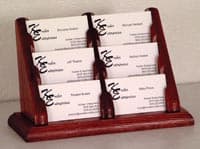 Business Card Holder, 6-Pocket, Mahogany Wood, 9.5" x 5.75" x 4.375" - Business Card Holder 6-Pocket - Image 1