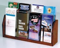 Wooden Mallet Brochure Counter Display, 8-Pocket, Mahogany Wood with Acrylic, 7.5 x 18.25 x 4 in - Brochure Counter Disp 8-Pocket - Image 1