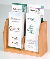 Wooden Mallet Counter Brochure Display, 4 Pockets, Light Oak Wood/Acrylic, 7.5 in x 9.5 in x 4 in, Each - Brochure Counter Disp 4-Pocket - Image 1