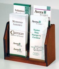 Counter Brochure Display, 4 Pockets, Mahogany Wood/Acrylic, 7.5 in x 9.5 in x 4 in - Brochure Counter Disp 4-Pocket - Image 1
