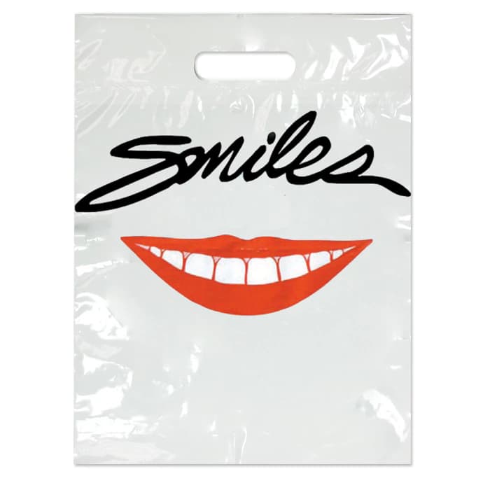 Sherman Specialty Smiles Red Lips Take-Home Bag, White, 9" x 13", 100/Pkg, LBG53 - Smile, 9" x 13", 100/Pkg, LBG53 - Image 1