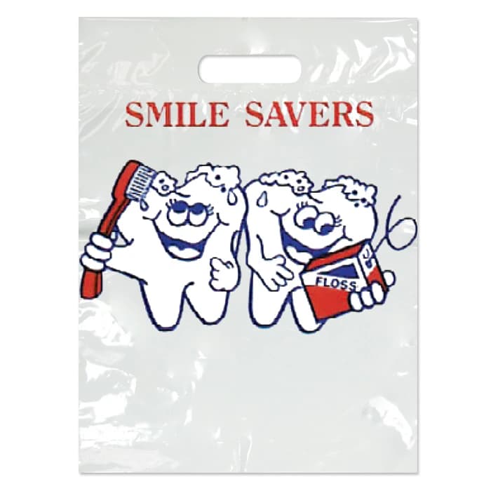 Smile Savers Patient Take-Home Bags, Small, White, 7.5" x 9", 100/Pkg, SBG34 - Smile Savers, 7½" x 9", 100/Pkg, SBG34 - Image 1
