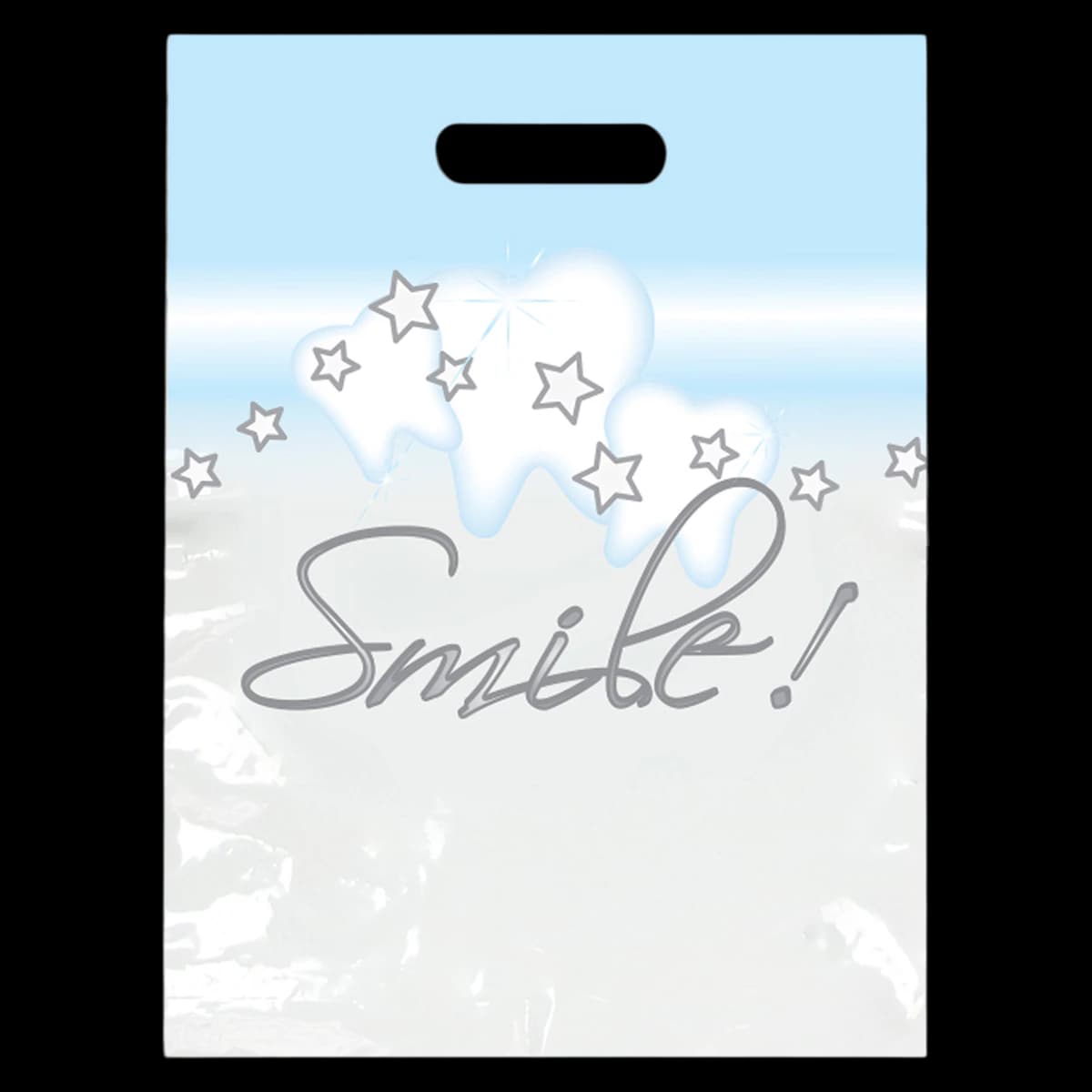 Sherman Specialty Stars & Smile! Large Patient Take-Home Bags, 9" x 13", White, 100/Pkg, LBG64 - Stars and Smiles, 9" x 13", 100/Pkg, LBG64 - Image 1