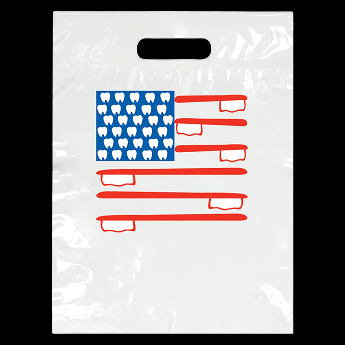 American Flag Patient Take-Home Bags, 7½" x 9", White, 100/Pkg, SBG60 - American Flag, 7½" x 9", 100/Pkg, SBG60 - Image 1