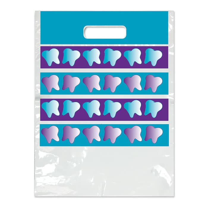 Sherman Specialty Purple/Blue Tooth Patient Take-Home Bag, 7½" x 9", 100/Pkg, SBG69 - Purple/Blue Tooth, 7½" x 9", 100/Pkg, SBG69 - Image 1