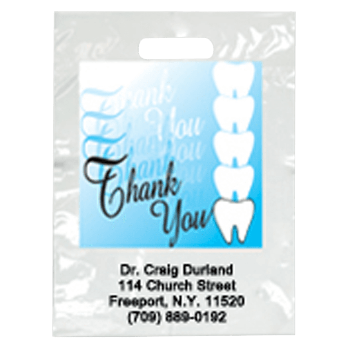 2-Color Imprinted Thank You Teeth Bags, 9 in x 13 in, 1000/Box - Bag 2-Color Thank You Teeth - Image 1