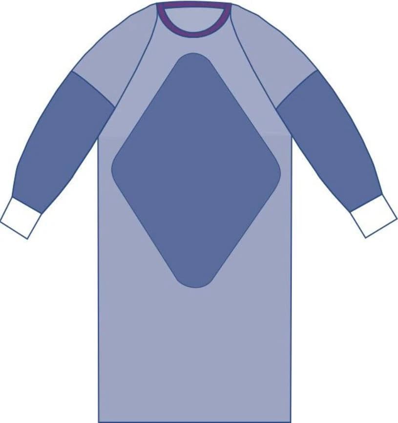 Medline Aurora Surgical Gown, AAMI Level 3, Large, Blue, Sterile, Hook & Loop, Raglan Sleeves, 30/Case - Gown Aurora Fabric AAMI3 - Image 1
