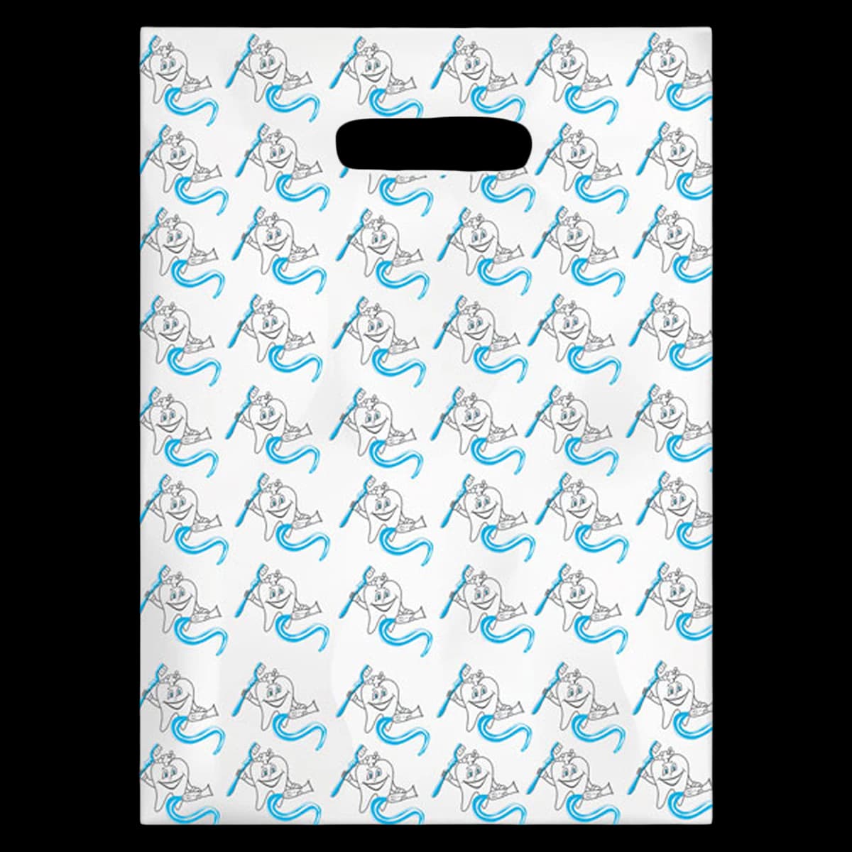 Sherman Specialty Scatter McTooth Bags, 7.5" x 10", Clear Plastic with Tooth & Toothpaste Design, 100/Pkg, 98F - Scatter McTooth, 7" x 10", 100/Pkg, 98F - Image 1