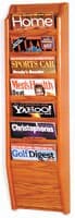 Cascade Wall Magazine Display, 7 Pockets, Medium Oak Wood, 10.5 in x 36 in x 3.75 in, Each - Magazine Rack 7PktWallMnt MOak - Image 1