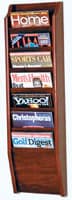 Cascade Wall Magazine Display, 7 Pockets, Mahogany Wood, 10.5 in x 36 in x 3.75 in, Each - Magazine Rack 7PktWallMnt Mahg - Image 1