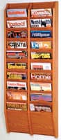 Cascade Wall Magazine Display, 20 Pockets, Medium Oak, 20.5 in x 48 in x 3.75 in - Magazine Rack 20PktWallMt MOak - Image 1