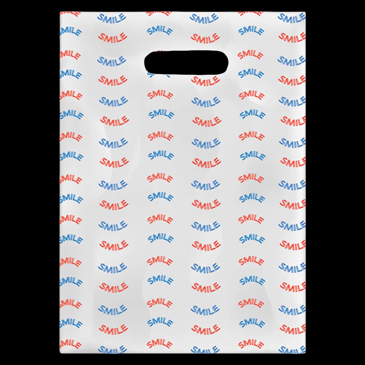 Sherman Specialty Smile Scatter Bag, Red and Blue Smile Design, Clear, 7.5" x 10", 100/Pkg, 98A - Smile in Red and Blue Scatter Bag, 7.5" x 10", 100/Pkg, 98A - Image 1