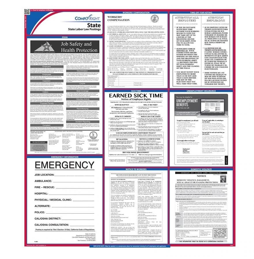 Comply Right State Labor Law Poster, Alabama, English, 27 in x 39 in, 100 lb Gloss Stock - Poster State Labor Law - Image 1