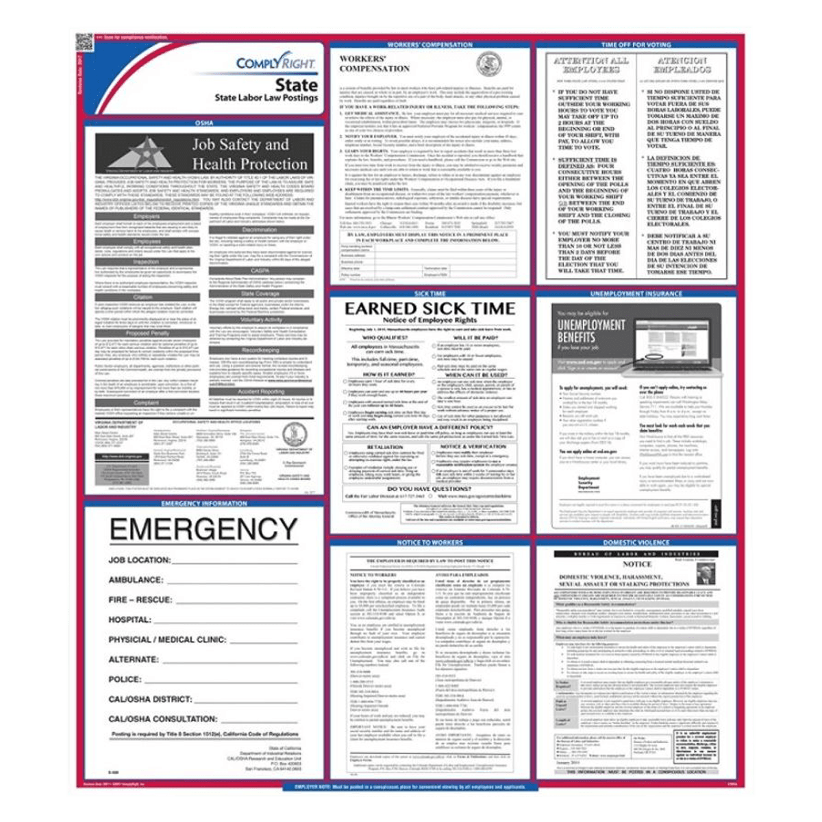 Comply Right State Labor Law Poster, Illinois, English, 27 in x 39 in, 100 Lb Gloss Stock - Poster State Labor Law - Image 1
