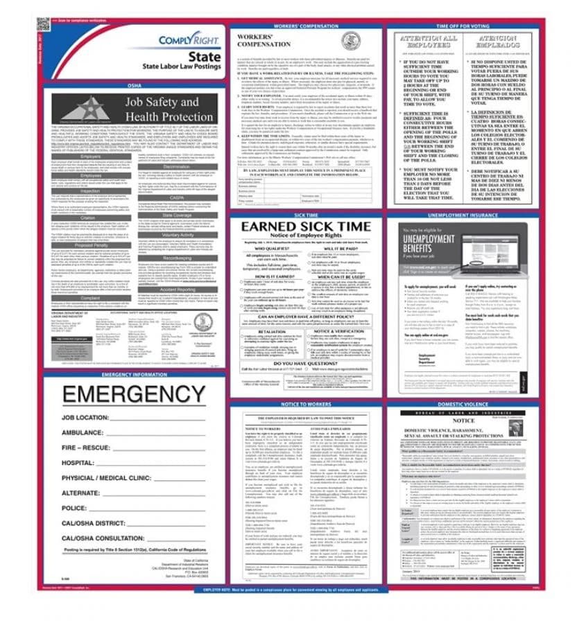 Comply Right State Labor Law Poster, Indiana, English, 27 in x 39 in, 100 Lb Gloss Stock - Poster State Labor Law - Image 1
