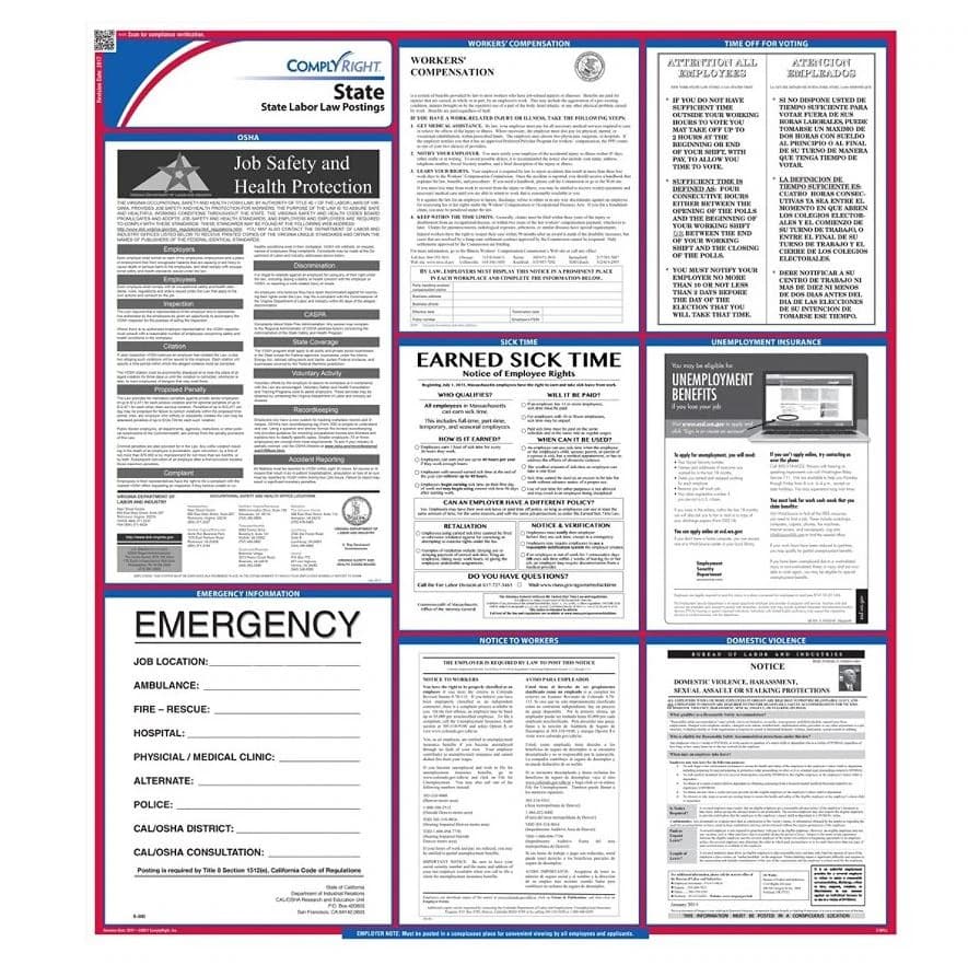 Comply Right State Labor Law Poster, Massachusetts, English, 27 in x 39 in, 100 Lb Gloss Stock - Poster State Labor Law - Image 1