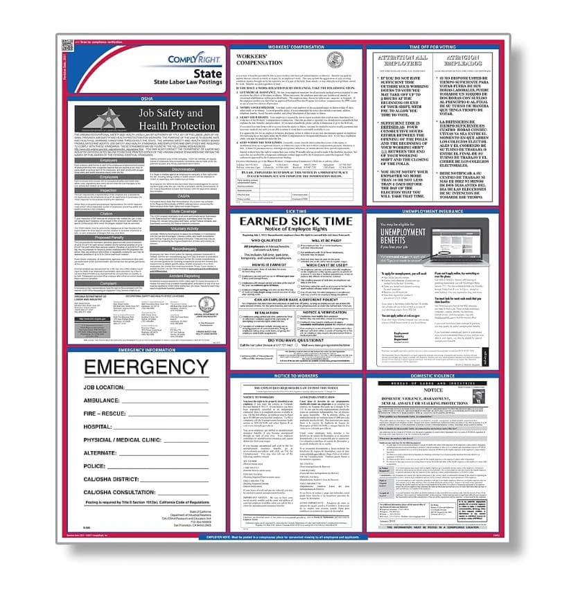 Comply Right North Dakota State Labor Law Poster, Uninsured, English, 27 in x 39 in, 100 lb Gloss Stock - Poster State Labor Law - Image 1