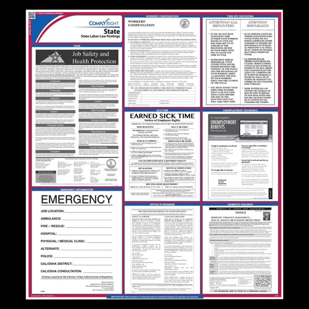 Comply Right State Labor Law Poster, Nebraska, English, 27 in x 39 in, 100 lb Gloss Stock - Poster State Labor Law - Image 1