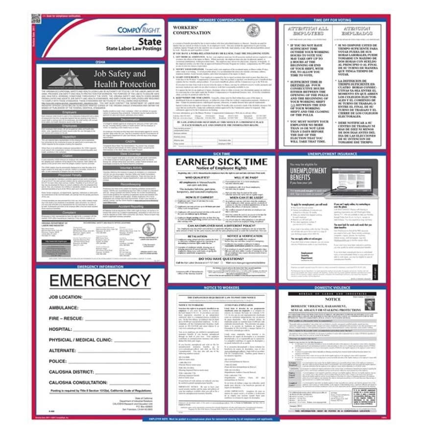 Comply Right New York State Labor Law Poster, English, 27 in x 39 in, 100 lb Gloss Stock - Poster State Labor Law - Image 1