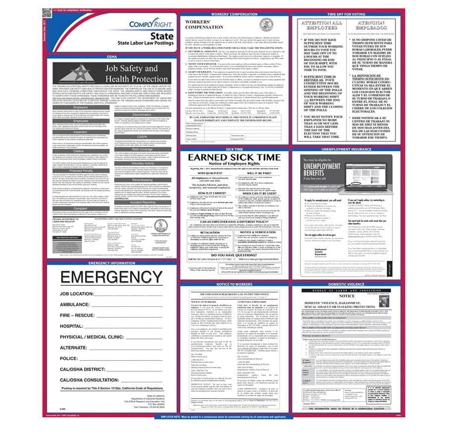 Comply Right Virginia State Labor Law Poster, English, 27 in x 39 in, 100 lb Gloss Stock - Poster State Labor Law - Image 1