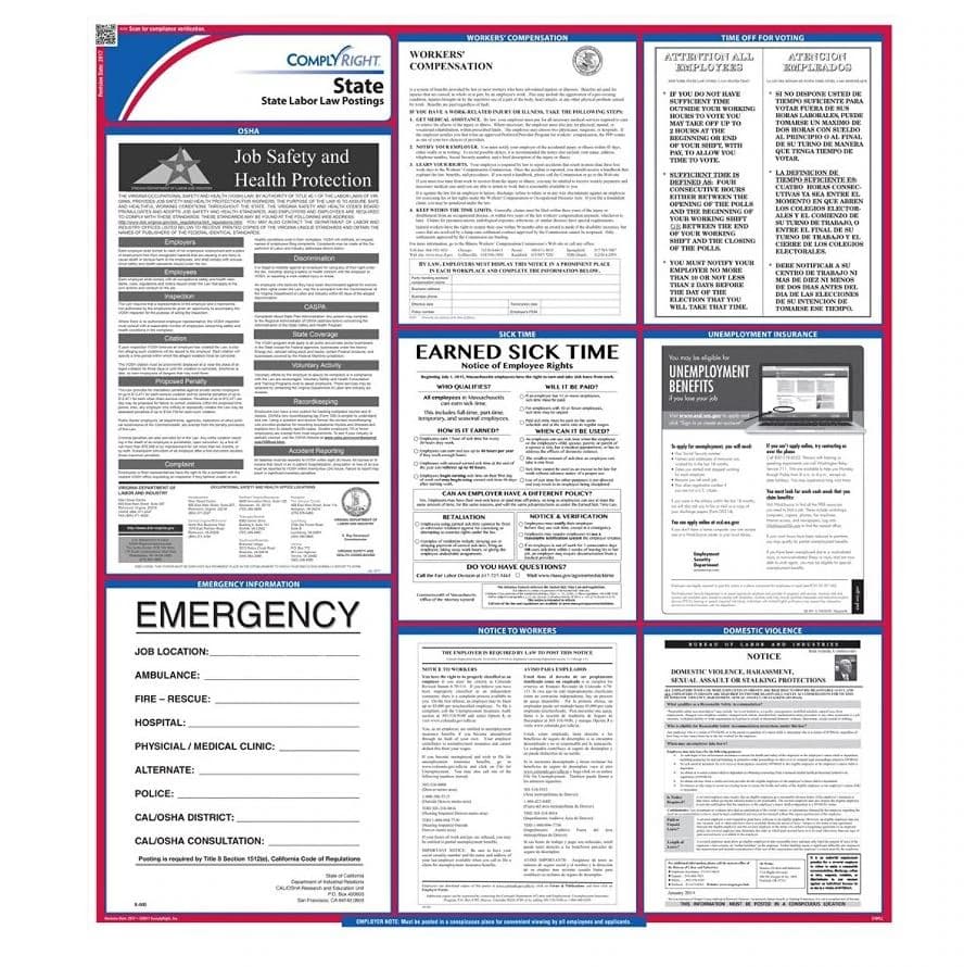 Comply Right State Labor Law Poster, Vermont, English, 27 in x 39 in, 100 Lb Gloss Stock - Poster State Labor Law - Image 1