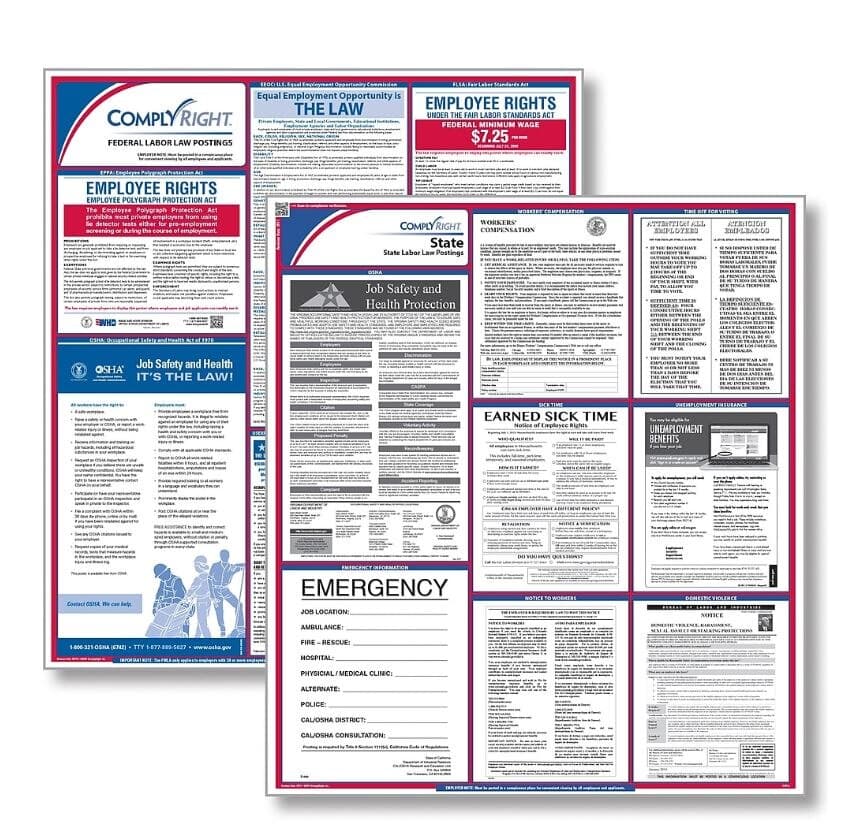 Comply Right Federal & State Labor Law Poster Kit, Arizona, English, 24 in x 32.75 in, 100 lb Gloss Stock - Poster Fed & State Law Kit - Image 1