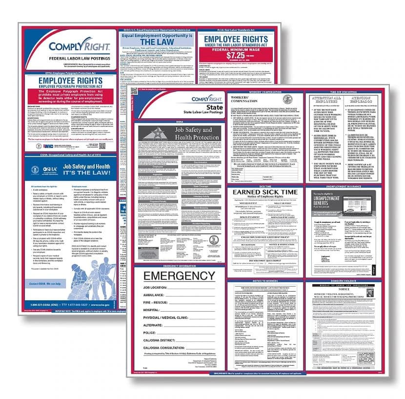 Comply Right Poster Federal & State Labor Law Kit, North Dakota Uninsured, English, 24 in x 32.75 in, 100 Lb Gloss Stock - Poster Fed & State Law Kit - Image 1