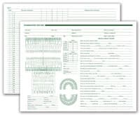 Chart Form Dental Exam Record, 2-Sided, Anatomic & Periodontic Diagrams, 8.5 x 11 in, White with Green Ink, 250/Box - Chart Form Dental Exam Record - Image 1