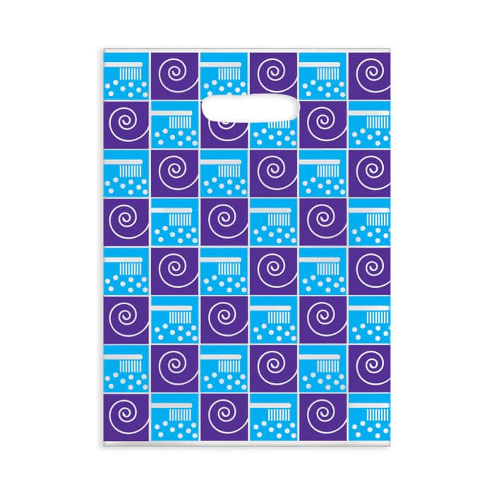 Sherman Specialty Brush Swirl Scatter Bag, 7.5" x 10", Clear with Blue & Purple Print, 100/Pkg, 98ZC - Brush Swirl Scatter Bag, 7.5" x 10", 100/Pkg., 98ZC - Image 1
