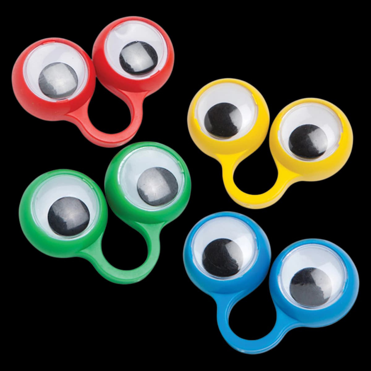 Large Googly Eye Rings, Assorted Colors, Plastic, 48/Pack, Sherman Specialty - Large Googly Eye Rings (48) - Image 1