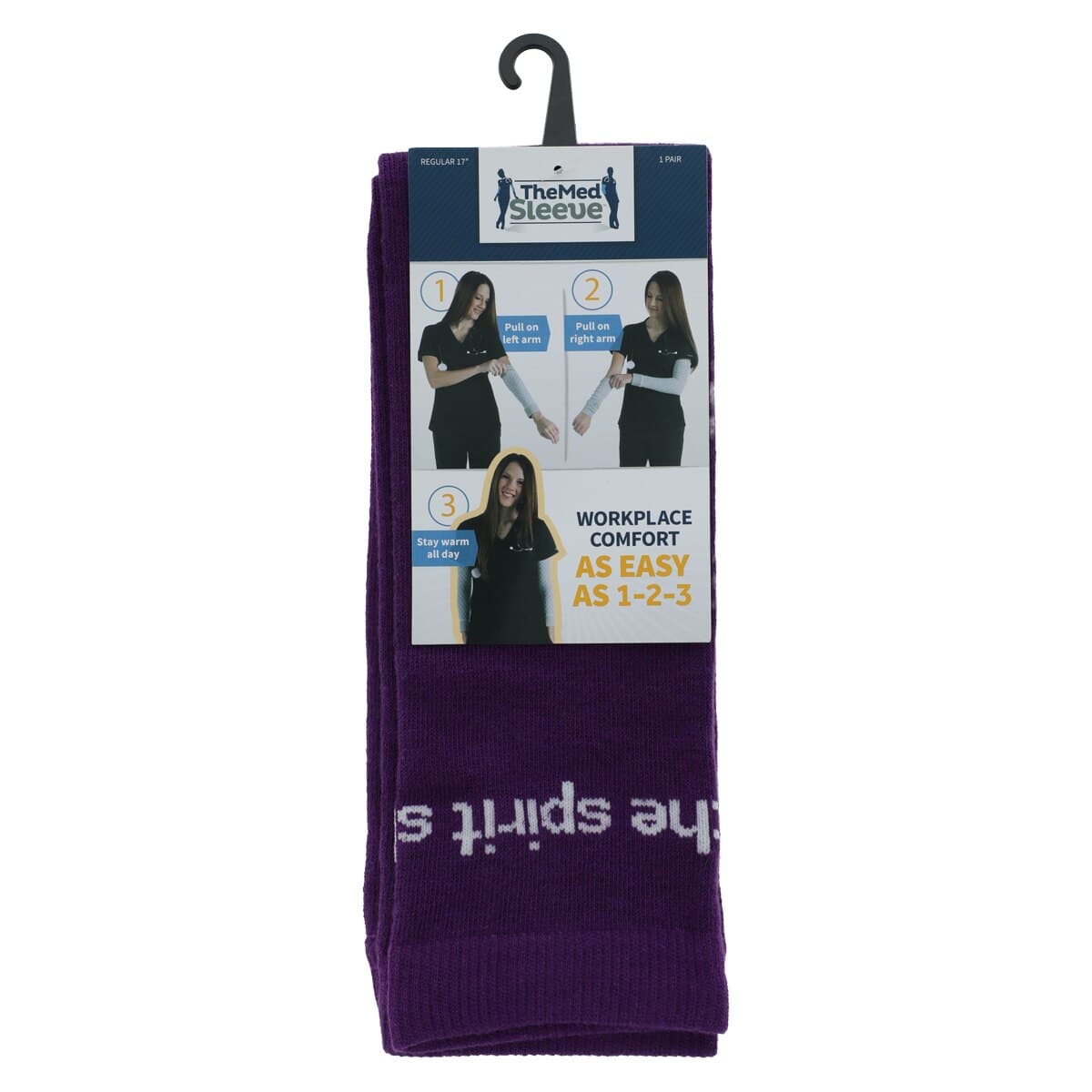 Med Sleeve Solid Purple, Adult Unisex, Nylon/Spandex, One Size, 1 Pair thumbnail 2